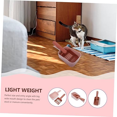 Miniatura 4 de POPETPOP 1 juego de pala de arena para gatos, cubo de plástico para recogedor de basura de plástico, cuchara de arena para gatos, cuchara de arena