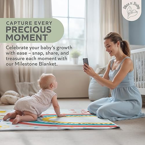 Miniatura 2 de Manta mensual de hito para bebé Bliss n' Baby para niña - 152,4x101,6 cm - Manta antiarrugas para recién nacido con tabla de crecimiento - Lavable