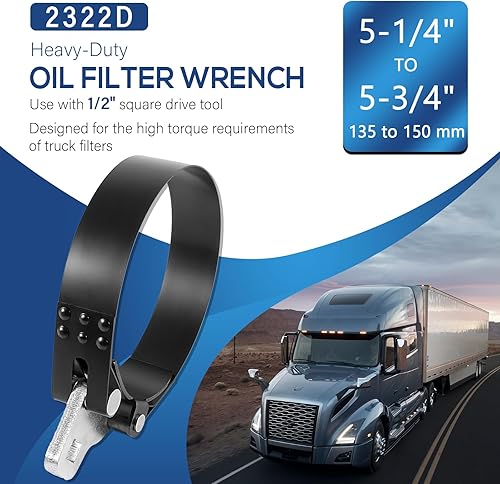 Miniatura 2 de Bonbo Llave de filtro de aceite resistente 2322D de 5-14 a 5-34 pulgadas para uso con herramienta de accionamiento cuadrado de 12 pulgadas