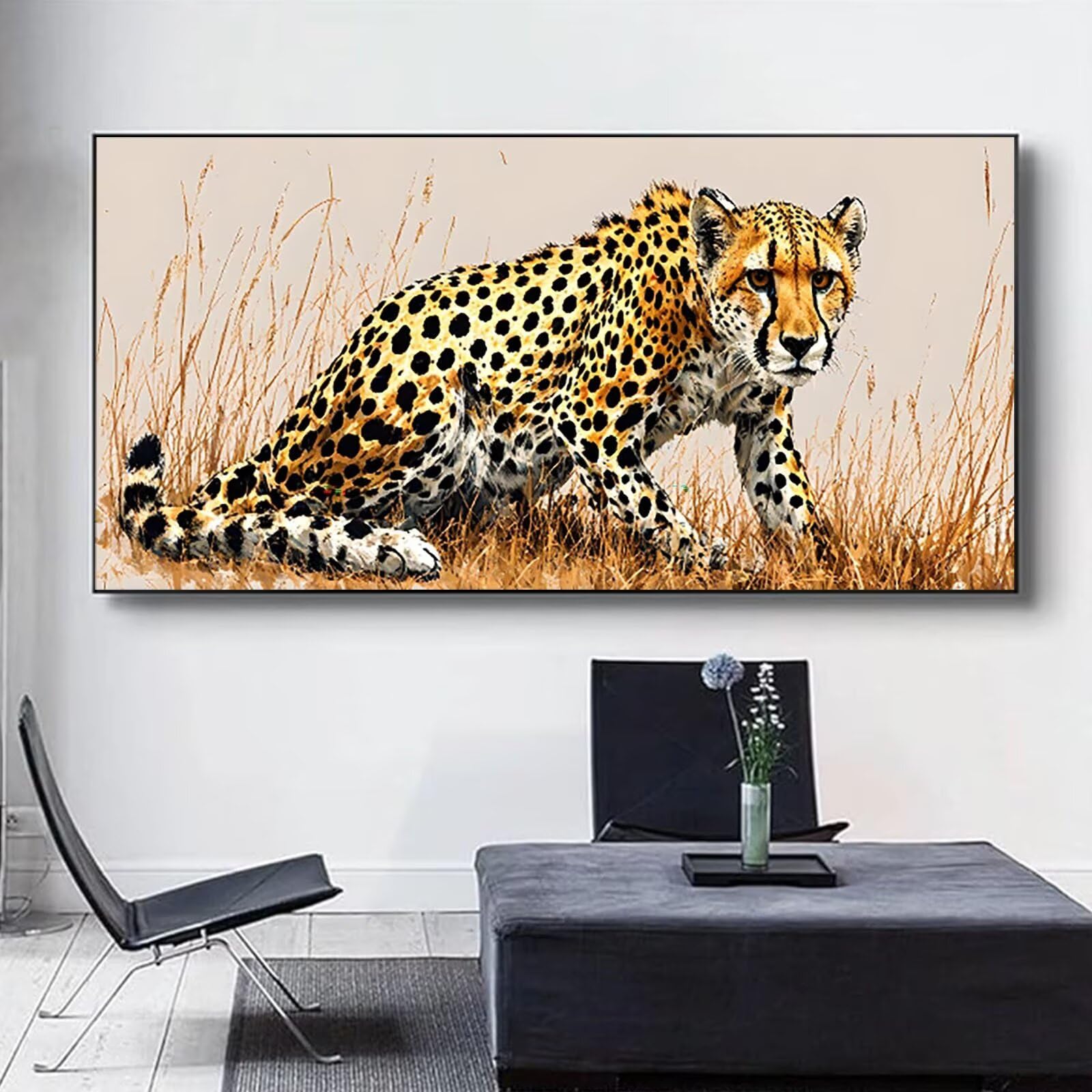Malen nach Zahlen Kinder Tier Malen Nach Zahlen Erwachsene, Geschenke für Mädchen Junge Bastelset Set, Malen nach Zahlen Leopard | Malen nach Zahlen Ohne Rahmen, (60x120cm) Bastelset Erwachsene 8-T
