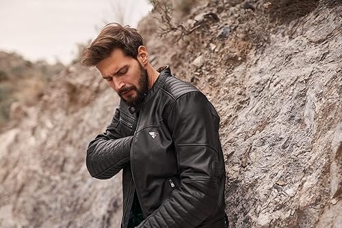 Miniatura 5 de SHIMA WINCHESTER 2.0 - Chaqueta de motocicleta para hombre, chaqueta clásica de cuero con espalda CE, hombro, codos, costuras dobles reforzadas