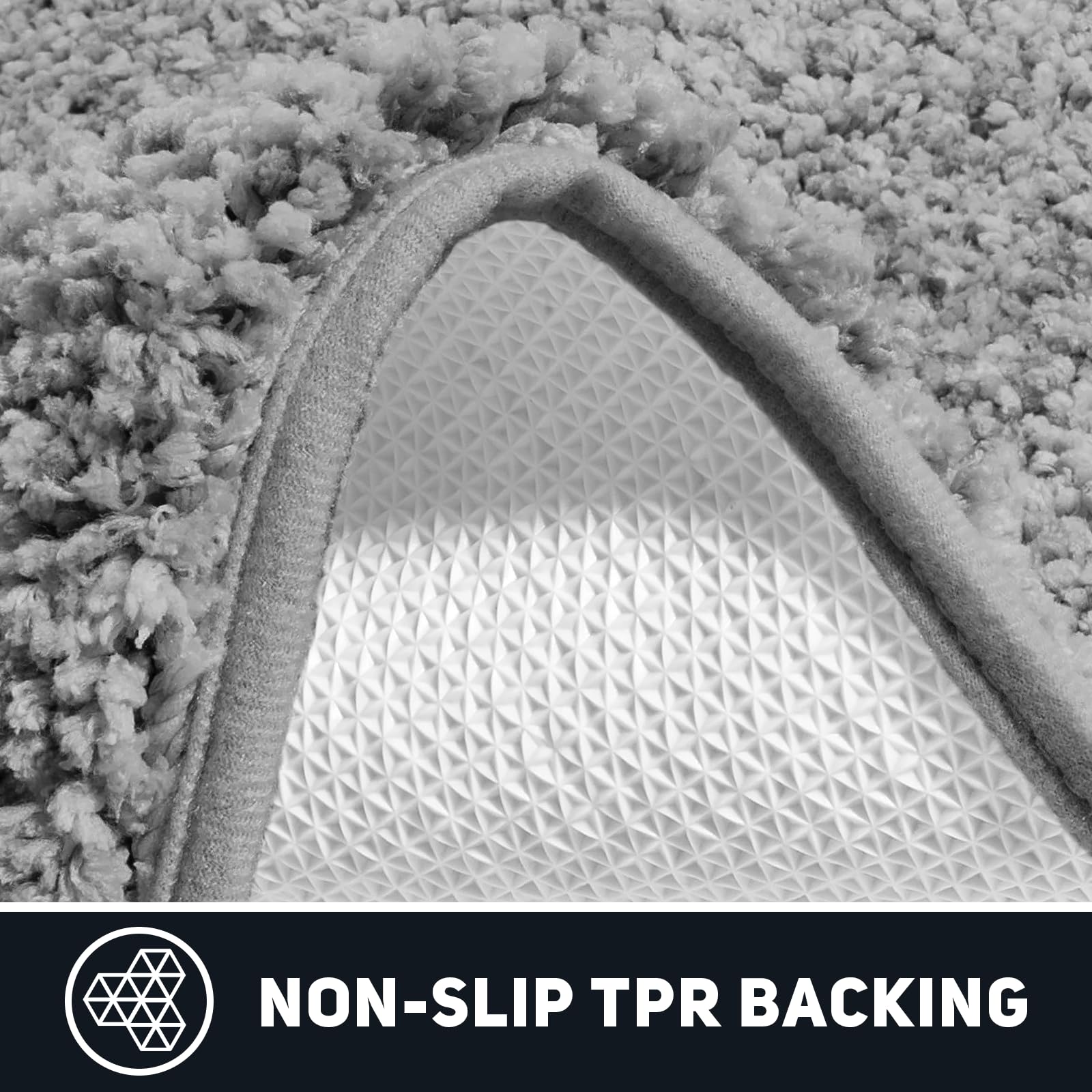 Lot de 3 tapis de bain à poils longs antidérapants et épais, en microfibre extra doux et absorbant, lavables en machine, gris
