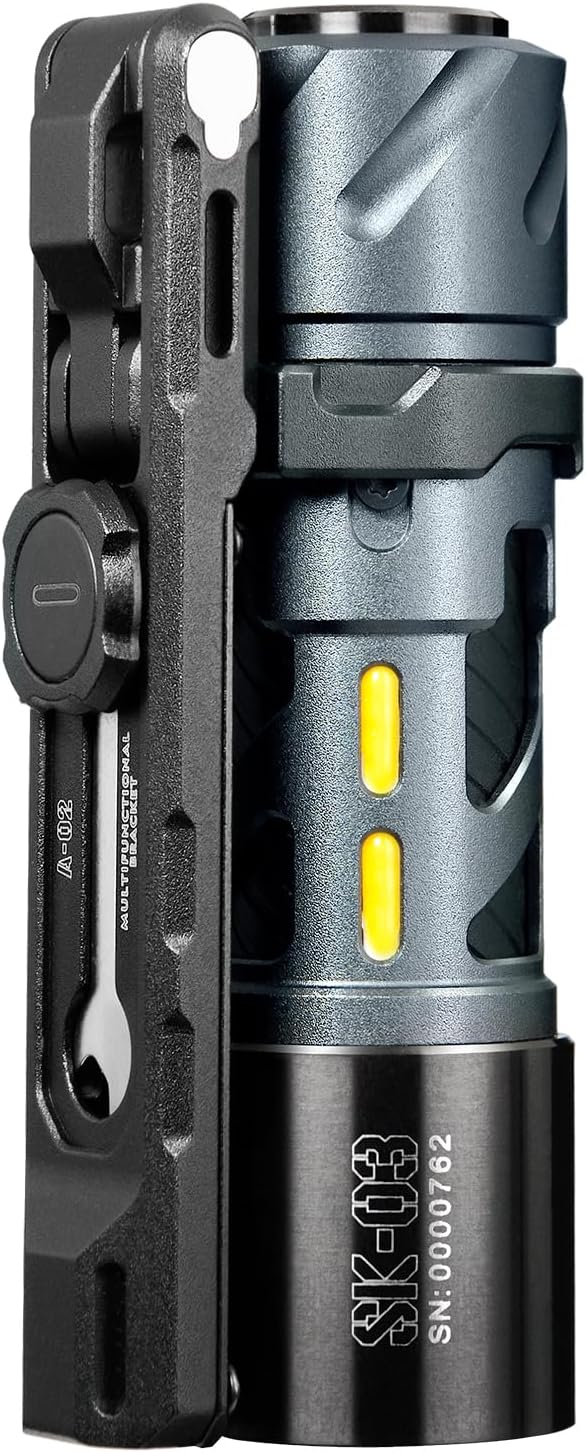 LOOP GEAR SK03 Pro EDC Rechargeable Flashlight with Magnetic Bracket, Side Light with 4 Colors Filters, 10 Modes, 1000 Lumens LED Mini Handheld Flashlights for Emergency, Home, Camping