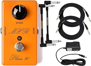 Dunlop MXR CSP101SL Script Phase 90 LED Vintage-style Phase Effect Pedal for Guitar and Bass BUNDLE with 9v Power Supply, 2x Senor Instrument and 2x Senor Patch Cables