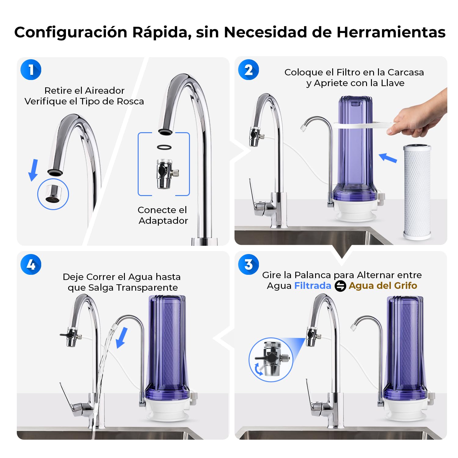 iSpring CKC1C Sistema de Filtración de Agua Potable para Encimera con Filtro de Carbón, 2.5" x 10", Transparente