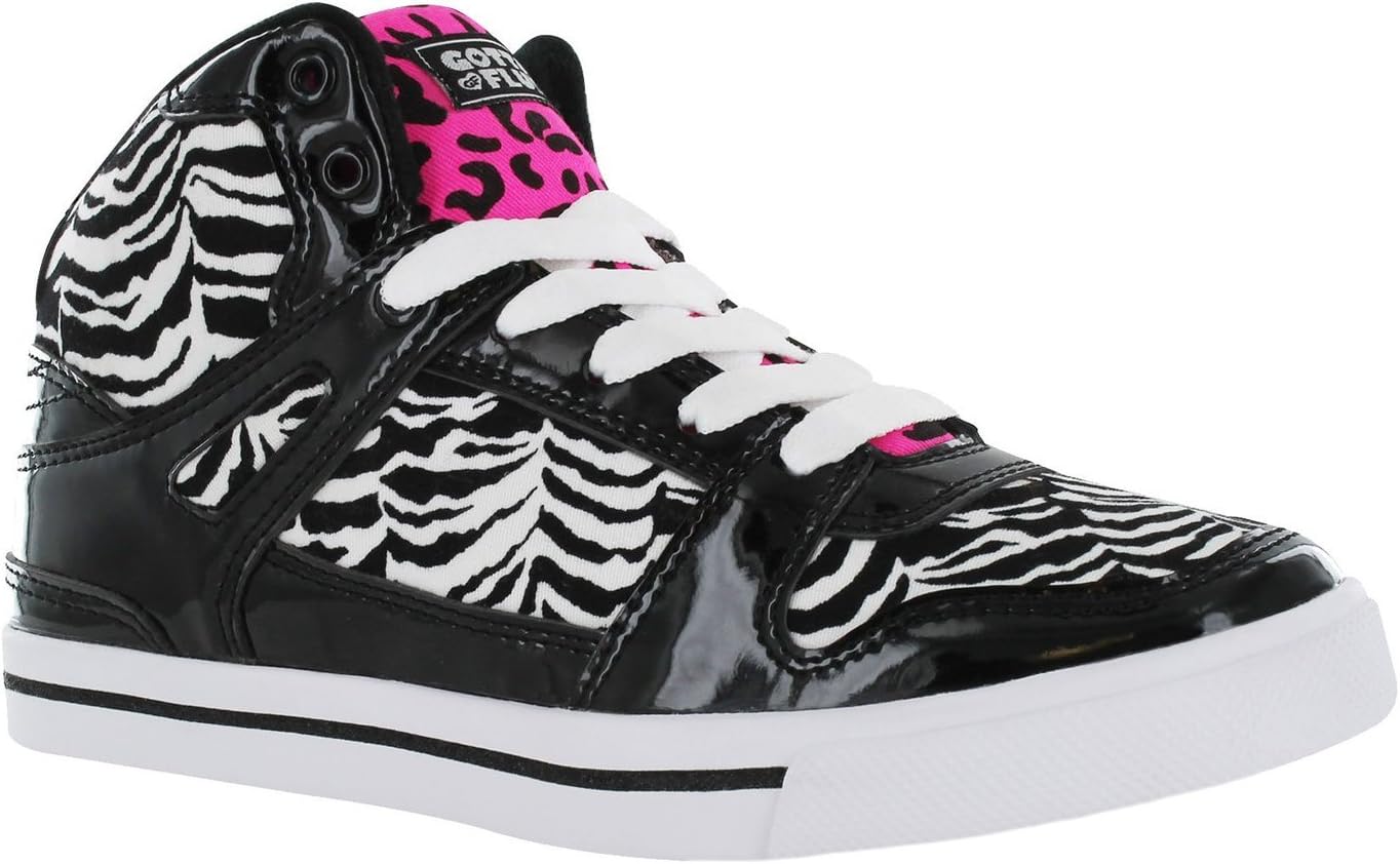 Women’s VI Hip Hop High Top Zebra Print Fashion Sneakers Lace-Up Shoes for Women