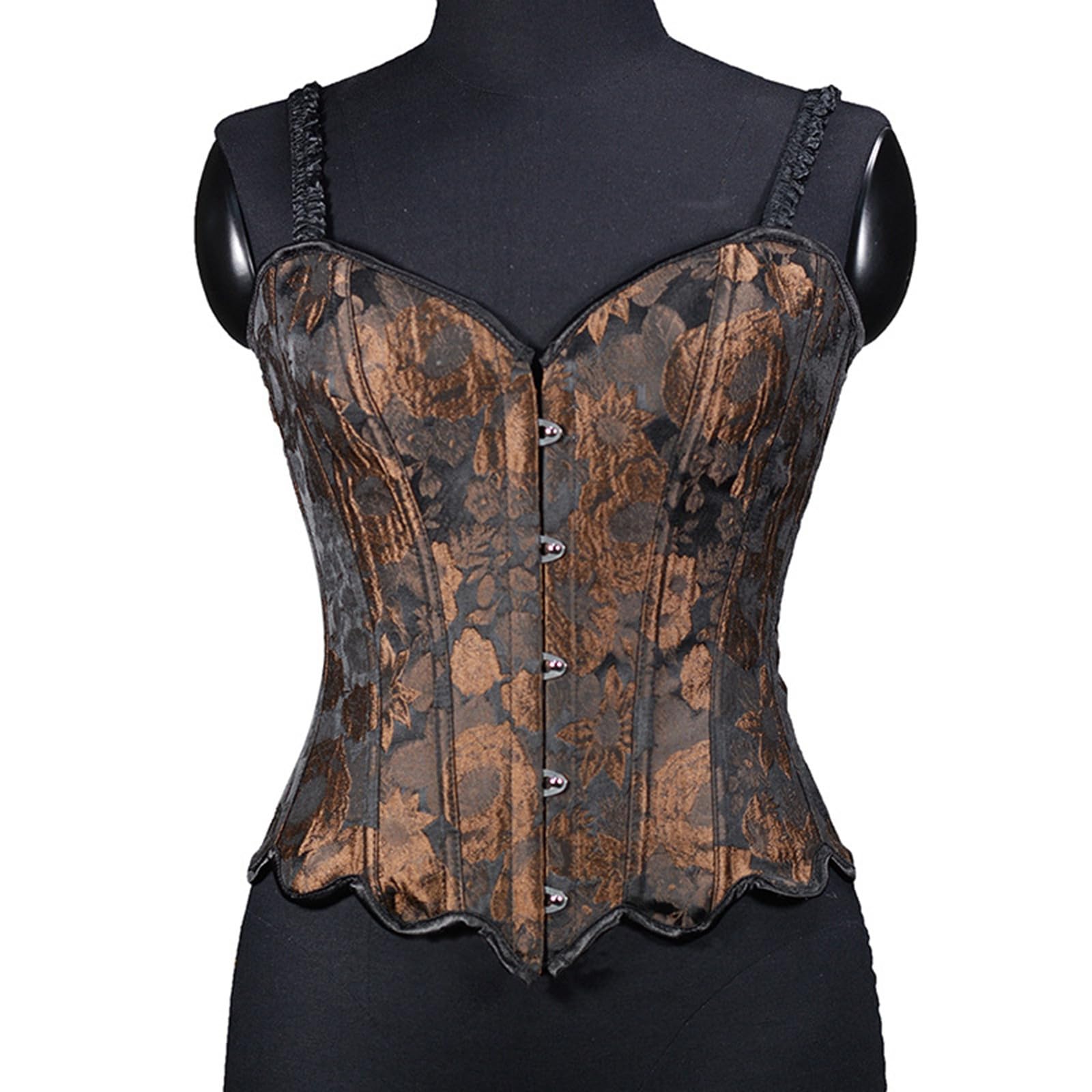 Generisch Corsetto con ricamo a girasole e cinghie a spina di pesce, orlo increspato, cinturino a spina di pesce, vestibilità aderente, design elegante