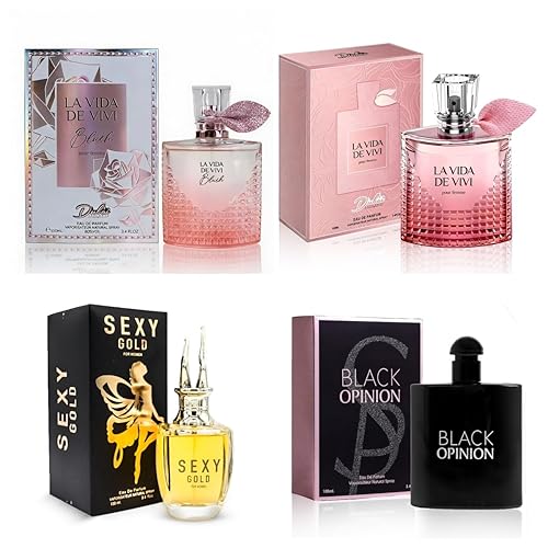 Juego de 4 perfumes para mujer Set de regalo de fragancia floral con vainilla, Eau De Pafume dulce afrutado 3.5 onzas líquidas cada uno (rubor La