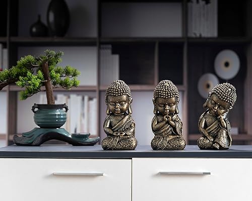 Miniatura 3 de Estatua de Buda para bebé, estatua de Buda de meditación de resina de 8 pulgadas, decoración espiritual de habitación, regalos zen, estatua de Buda