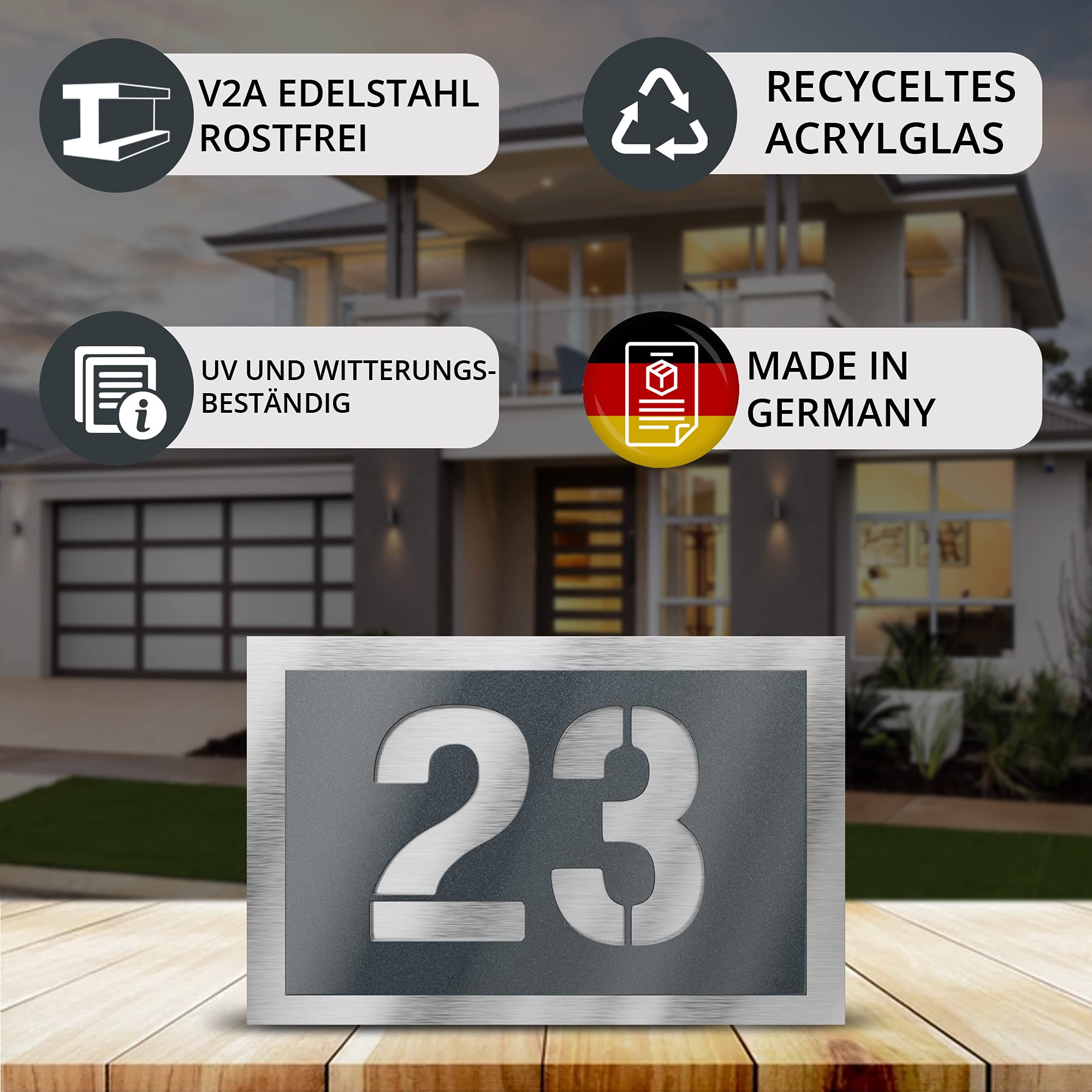 Numéro De Maison Design V2a En Acier Inoxydable - Structure Fine