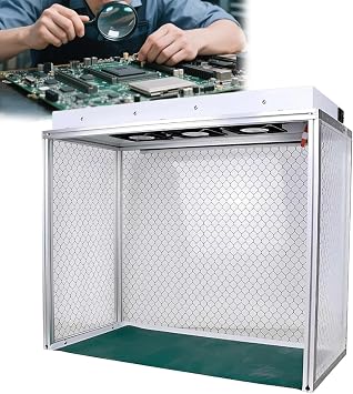 Vertical Laminar Flow Hood, Aluminum Air Flow Clean Bench with Three Fans, Hepa Filter, Dust Cleanroom Workshop with 24.4x12.2in  Working Area