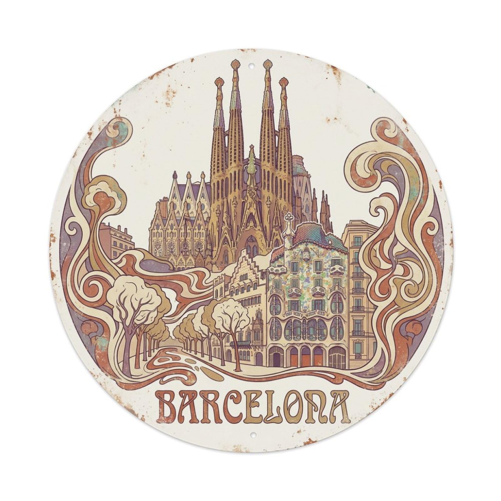 Travel Retro Spain Barcelona Metal Tin Sign