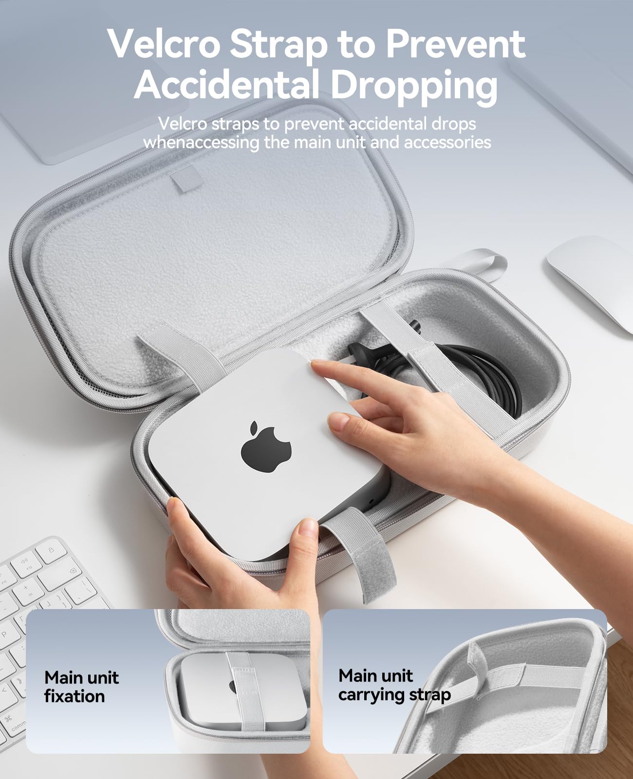 ORICO Funda de Transporte Mac Mini M4: Carcasa rígida de Tela Oxford 900D, antiimpactos/antiestática/Impermeable. Compatible con Mac Mini M4 (2024), Teclado y Cargador. (BAG02)