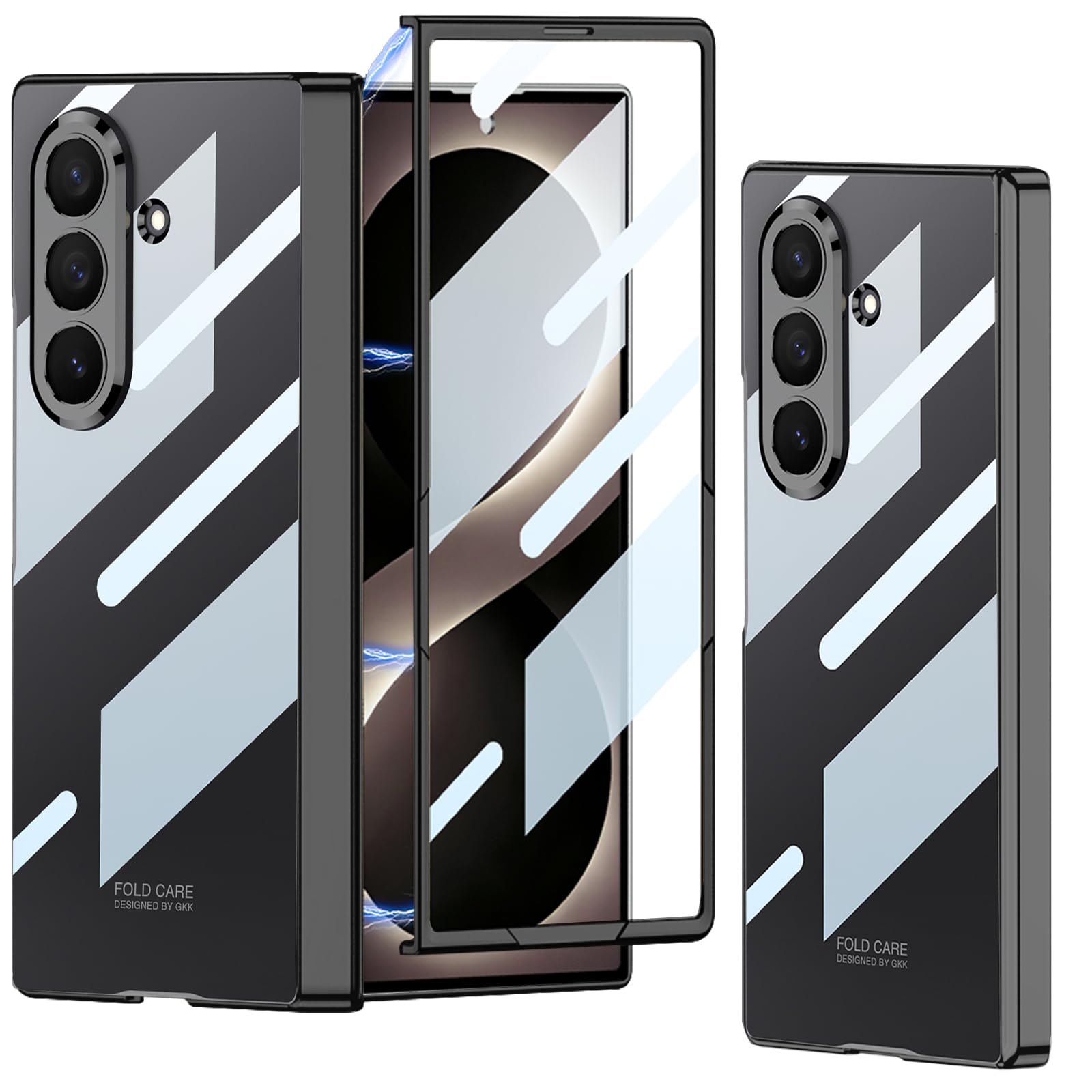 Custodia trasparente per Samsung Galaxy Z Fold 8 Ultra, custodia trasparente galvanica con protezione per cerniera magnetica e pellicola protettiva, custodia protettiva sottile antiurto per Z Fold 8