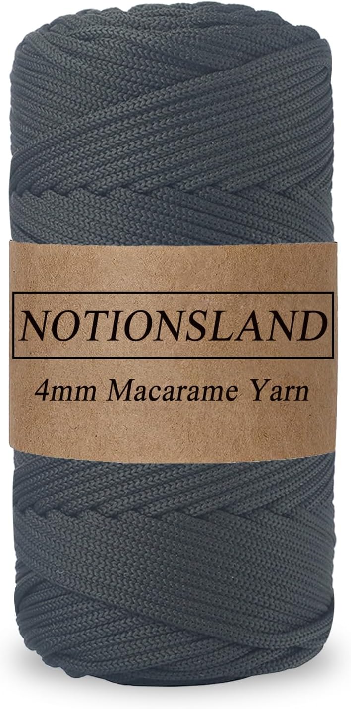 NOTIONSLAND 4MM Polyester Cord, 150 Meters Polyester Braided Cord, Macrame Cord Polyester Crochet Yarn, Elastic Yarn, Polyester Yarn for Crochet Basket, Bags, DIY Crafts, Home Decoration