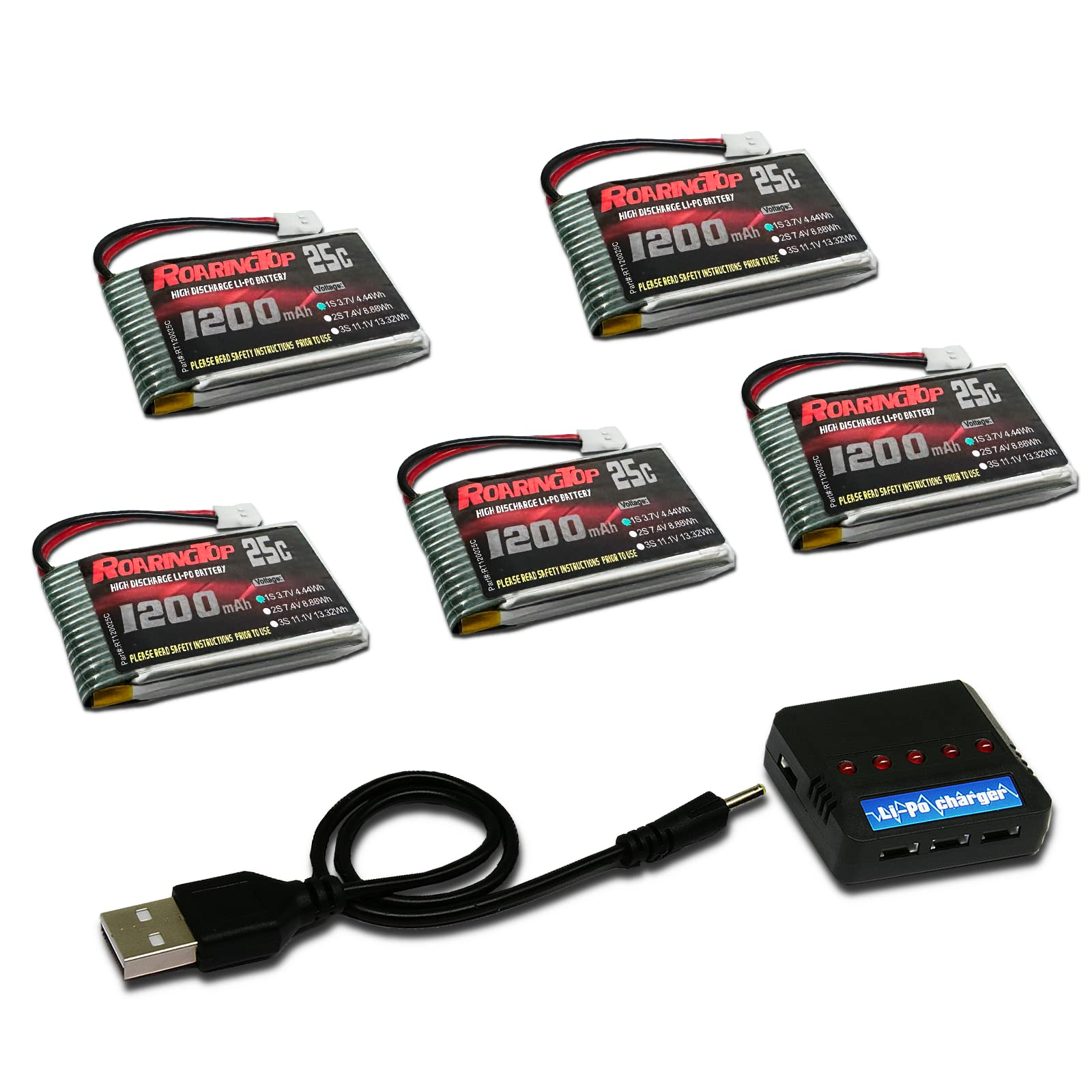 ROARINGTOP 1200mAh Lipo Battery and 5In1 Charger for SYMA X5SW X5SC X5SC-1 RC Quadcopter Drone