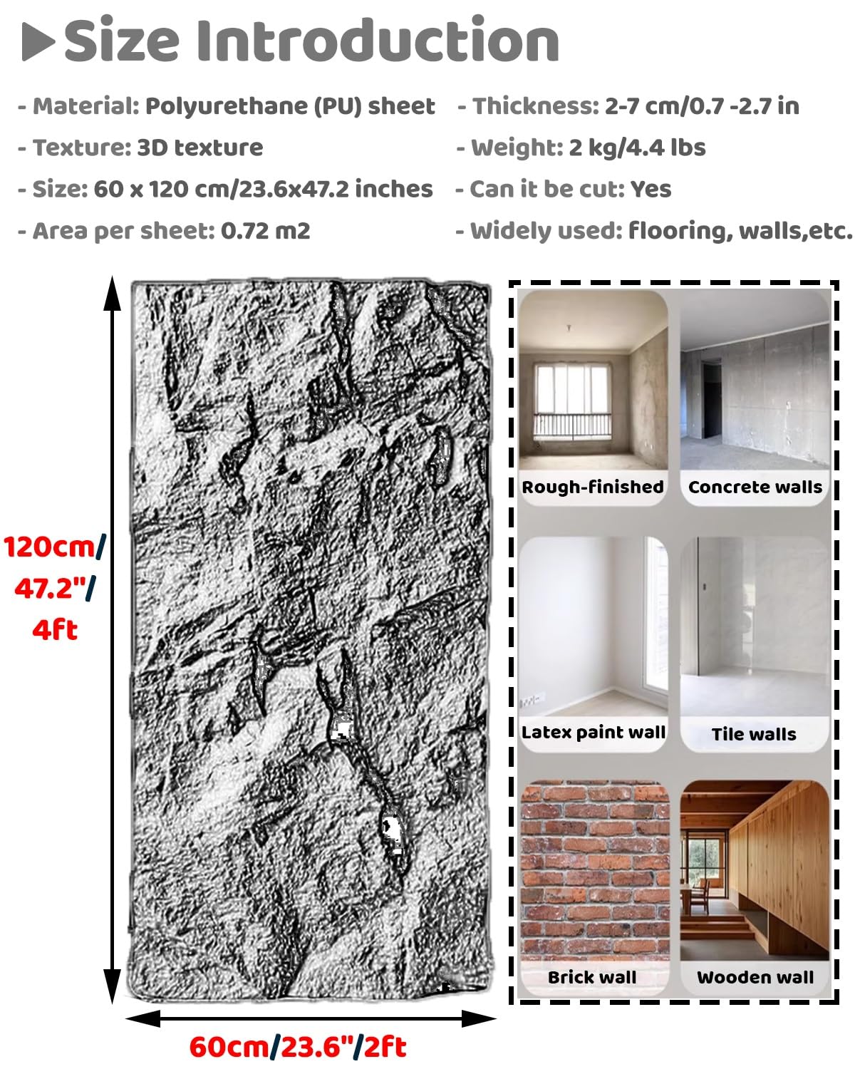 Pannelli Decorativi per Pareti Pannelli Decorativi In ​​finta Pietra e Mattoni 3D per Pareti Interne, Pannelli Decorativi per Cucina, Sala Giochi, Rivestimento Decorativo per Sfondo TV(Style-a,4 pcs)