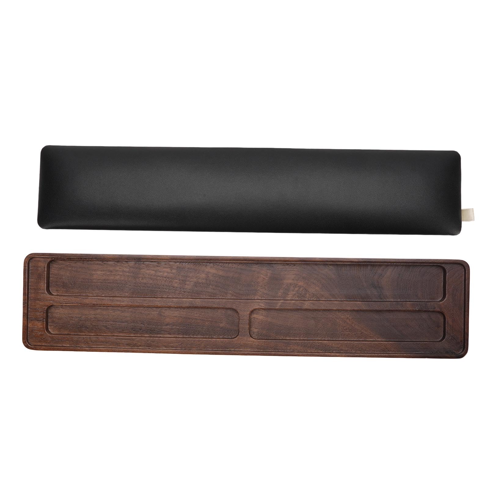EIMSOAH Memory Foam Ergonomic Wooden Keyboard Wrist Rest for Gaming Work with Non Slip Base for Mechanical Keyboards, 13.8x2.8x0.4in, Suitable for Home Office (Walnut)