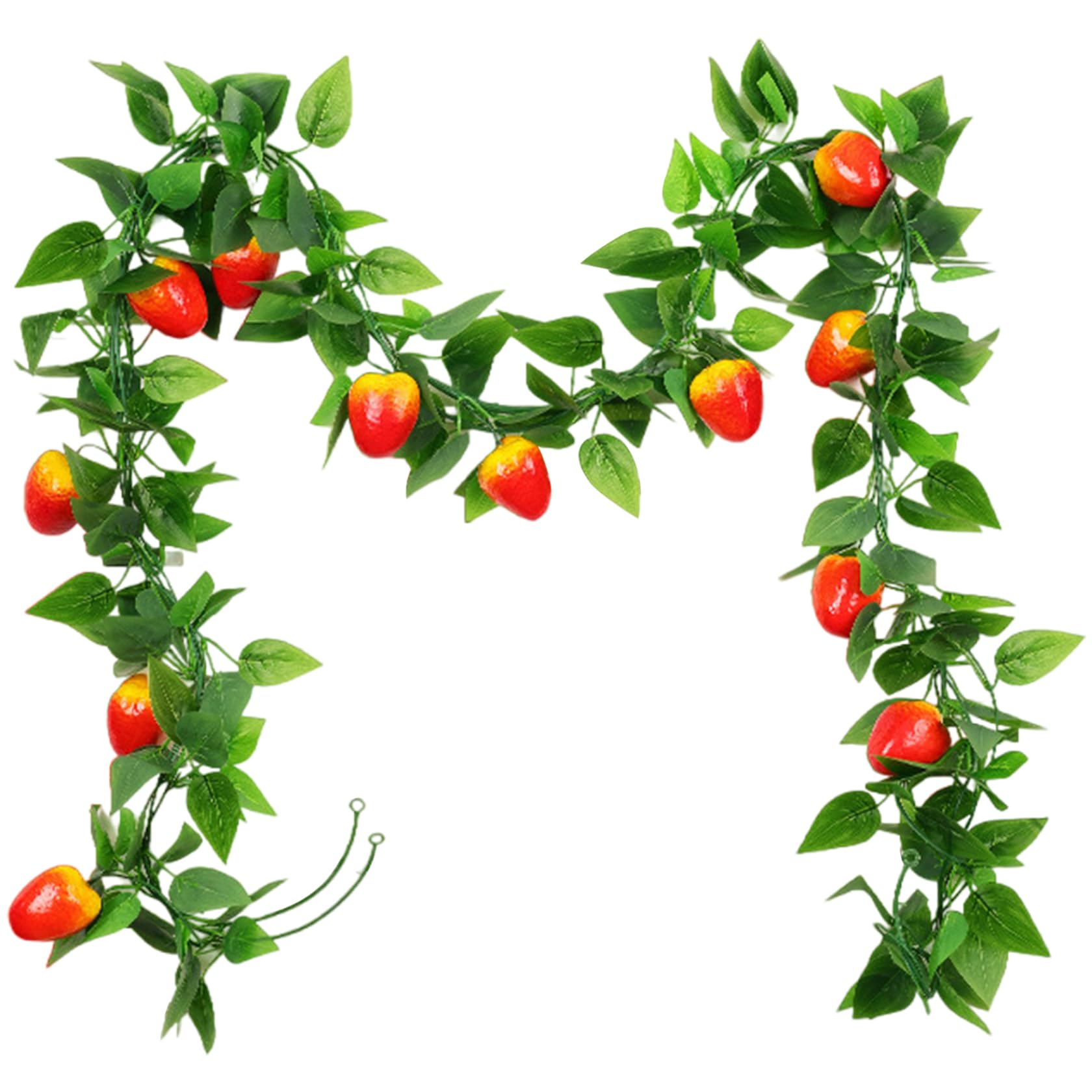 Imooreshine 3Pcs Strawberry Garland 94.5 Inch Artificial Strawberries Vine with Green Leaves DIY Friendly Hanging Decorative Garland for Home, Hotel, Restaurant
