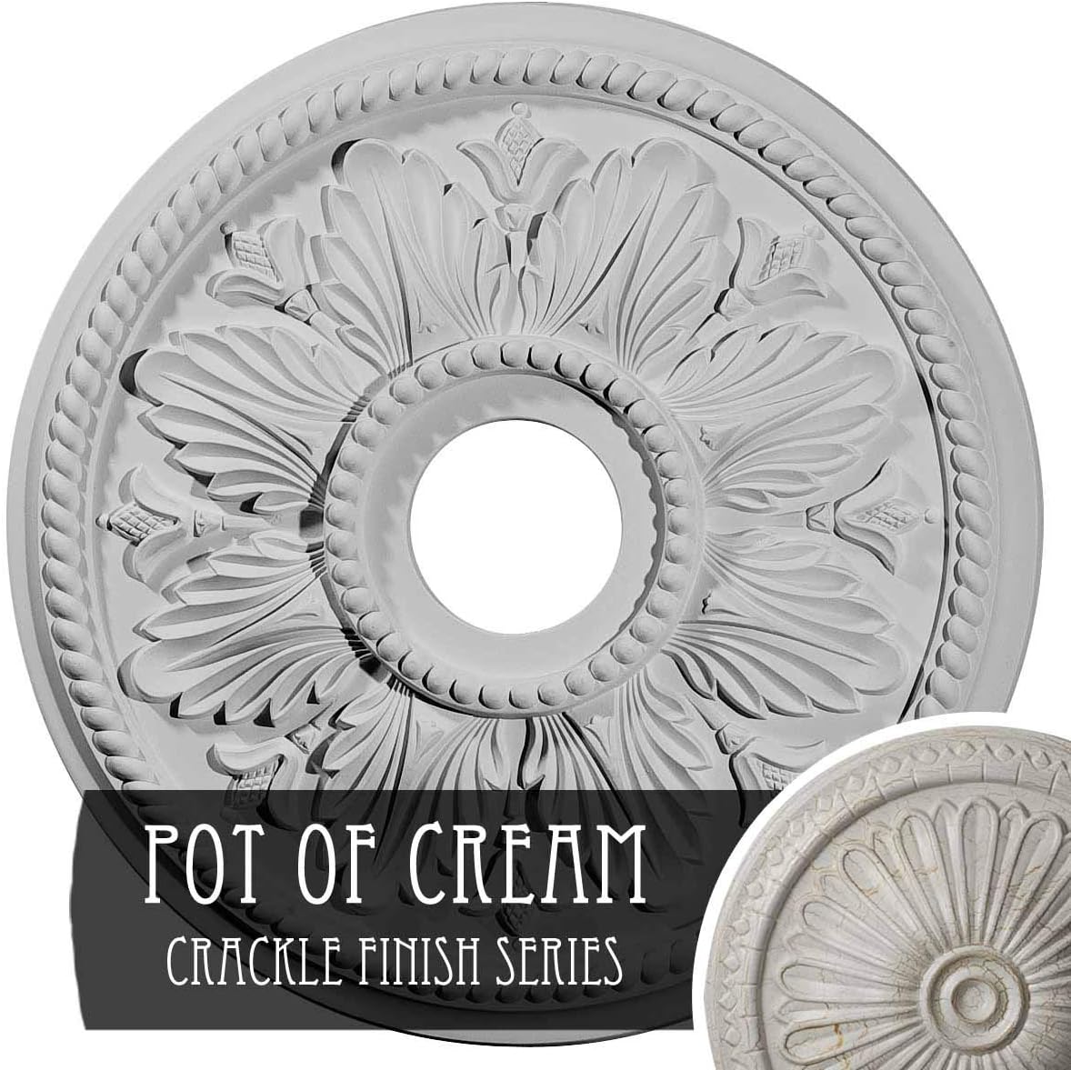 Bеѕt Dеаl Prоduсt Ekena Millwork CM18ED1PCC Edinburgh Ceiling Medallion, 18 1/8OD x 3 1/2ID x 2 3/4P, Hand-Painted Pot of Cream Crackle