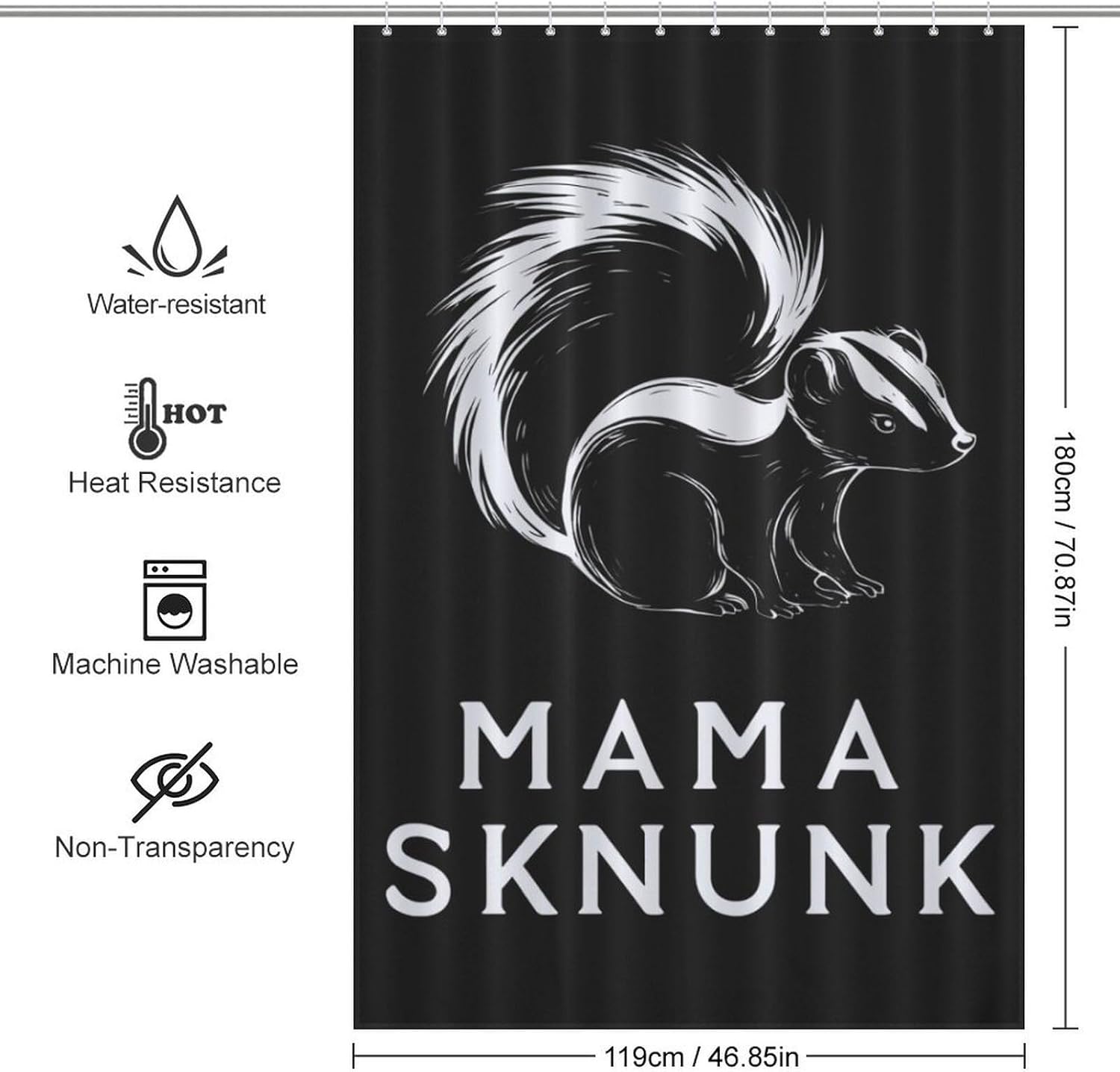 Skunk Mama Shower Curtain 46.85x70.87Inch（119x180cm） Polyester Bath Curtain Shower Curtains Printed Decorative