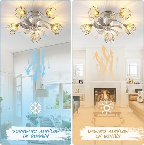 Miniatura 2 de Ventiladores de techo de araña con luces, ventilador de techo oscilante y cuchillas reversibles, ventiladores de techo de estilo rústico retro
