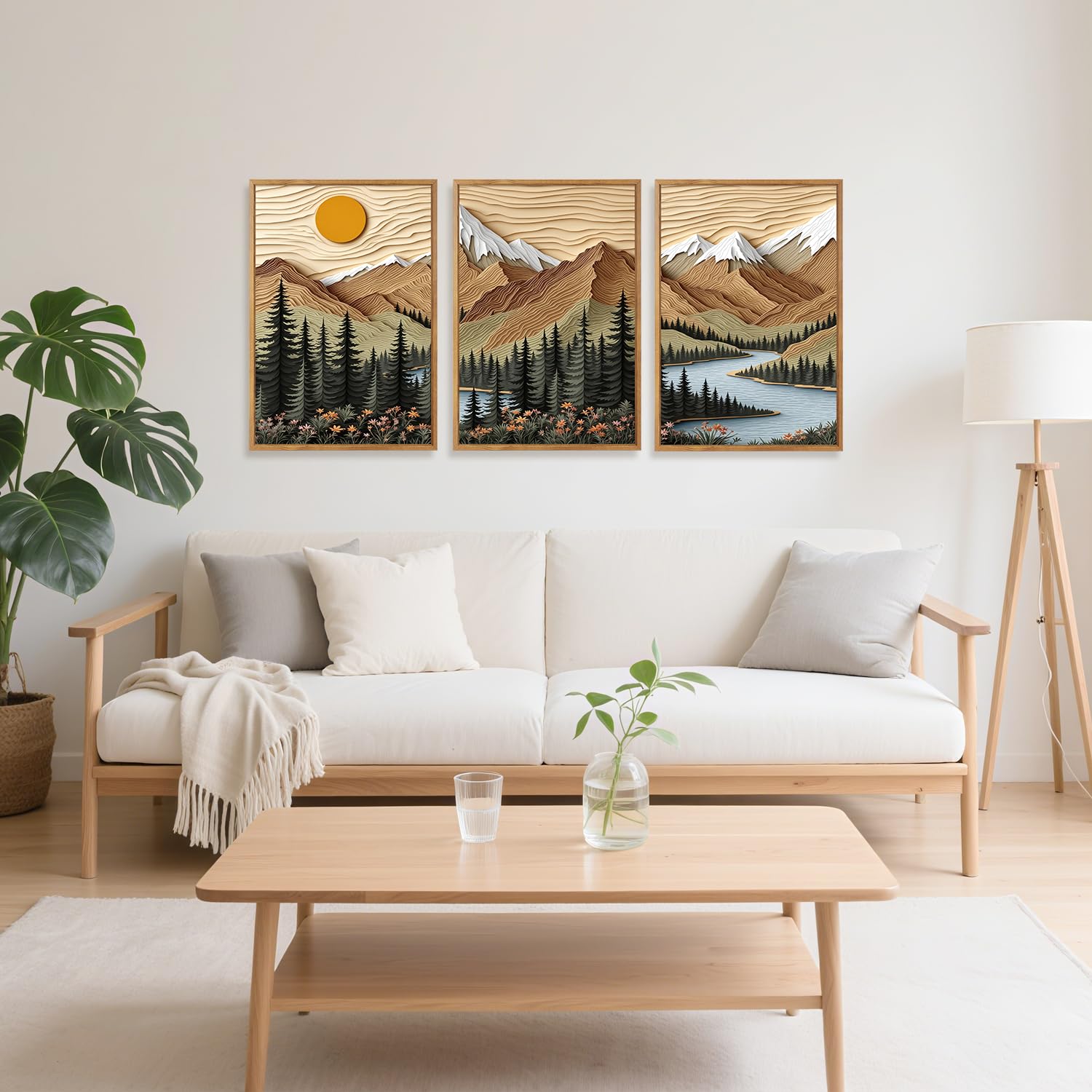 CHDITB Mountain Frame Canvas Wall Art, Nature themed office Wall Decor, country Scenic Art Spiritual Wall Painting, Vintage national park Mountains forest Art Prints for Living Room, Bedroom 16"x24"x3 — view 2