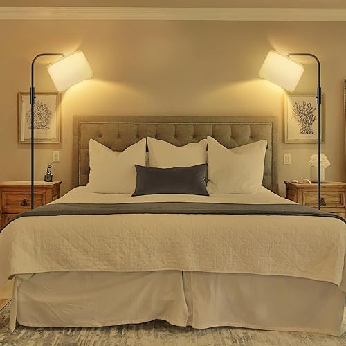 Miniatura 7 de Lámpara de pie regulable, moderna lámpara de pie con bombilla LED (1000 lúmenes, 2700 K), pantalla de lámpara ajustable blanca, interruptor