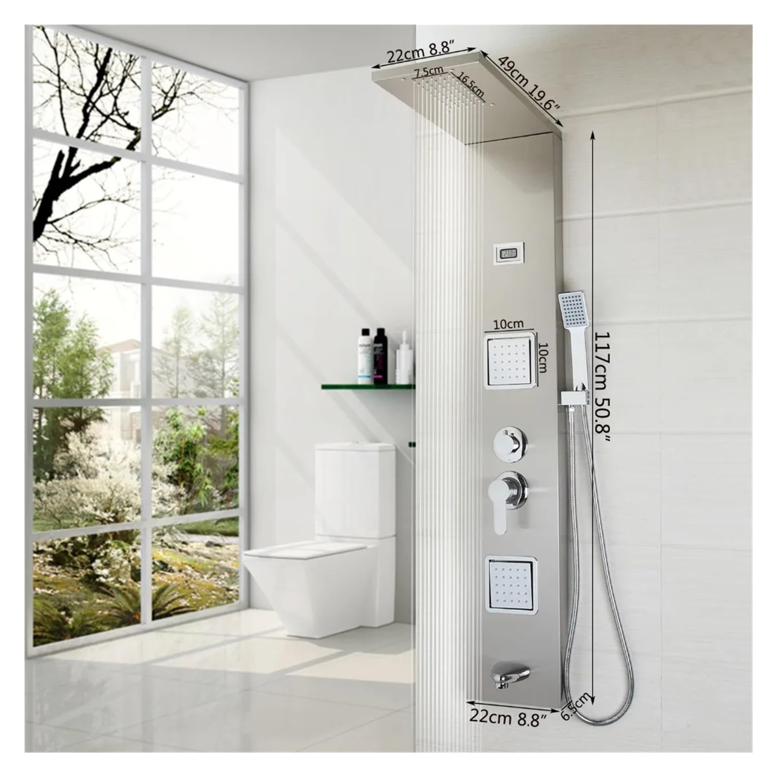 Pannello per la Doccia Bagno Rubinetto Digitale Mixer Dispositiva con Pioggia con la Doccia per Bagno per Massaggio per Corpo, Kit Doccia, Kit Doccia