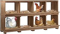 Neoaider 8-Compartment Wooden Chicken Nesting Boxes - Wall-Mounted Solid Wood for Comfortable Egg Laying in Backyards & Farms