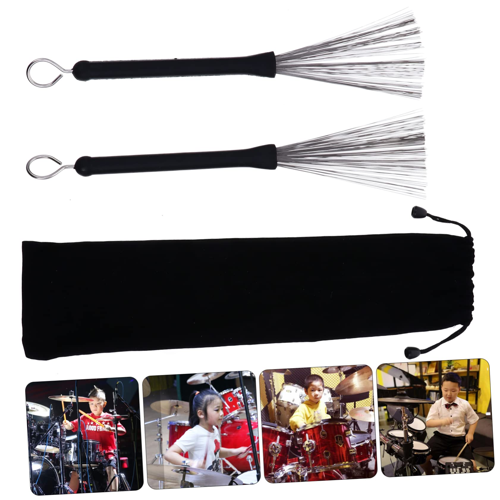 ifundom Stainless Steel Brush Drum Retractable Drum Wire Brush for Drum Practice and Performance