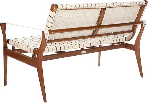 Miniatura 6 de Safavieh Couture Home - Sofá biplaza Dilan Coastal de cuero blanco y marrón claro