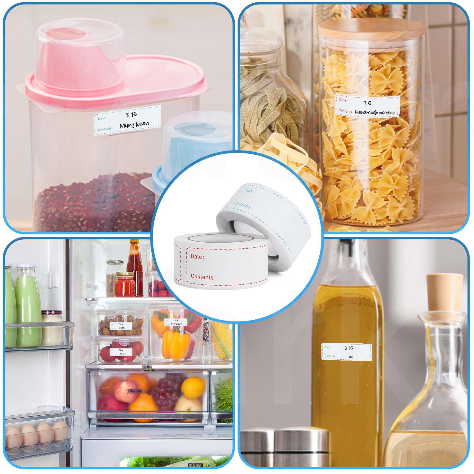 Gefrierschrank-Etiketten, 300 Stück, 2,5 x 7,6 cm, für Kühlschrank-Lebensmitteletiketten, keine Rückstände, leicht abziehbar, wasser- und ölbeständig, Etiketten für Lebensmittel, Gefrierbeutel, Gläser