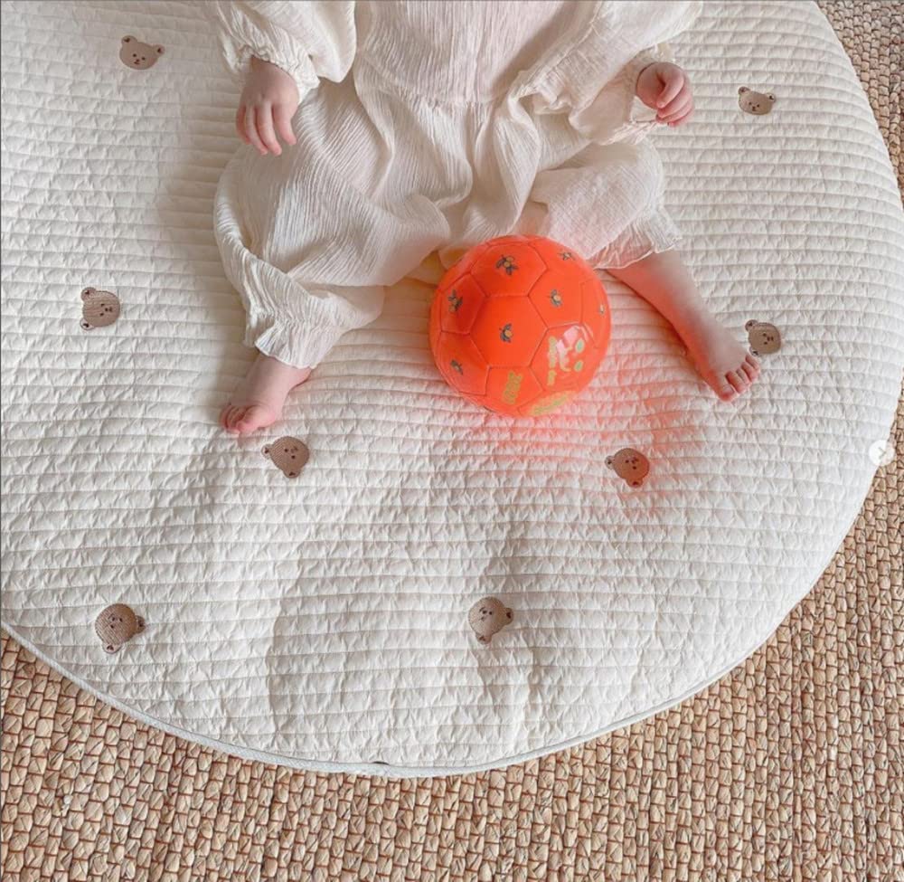 KIKOM Tapis de Jeu pour Enfants Tapis de Jeu en Coton pour Enfants Tapis de Gymnastique pour activités Tapis de Sol pour Chambre d'enfant Décoratif (Ours Blanc)
