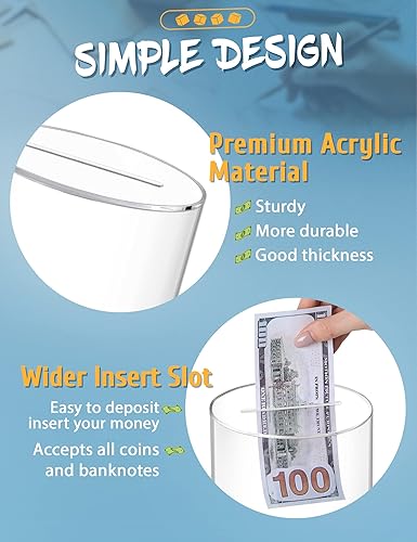 Miniatura 6 de 2 alcancías de acrílico transparente para adultos y niños, tarro de ahorro de dinero transparente que debe romperse para abrir, alcancía no se puede