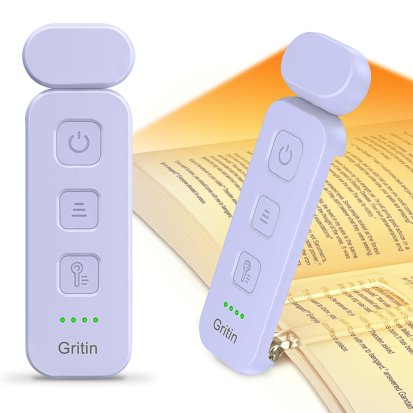 Gritin Luz de Lectura, Lampara de Lectura con Pinzas Recargable, 7 LEDs &3 Modos de Color &5 Niveles de Brillo Regulables, Batería de Larga Duración, Compacta y Portátil Lámpara Lectura Infantil