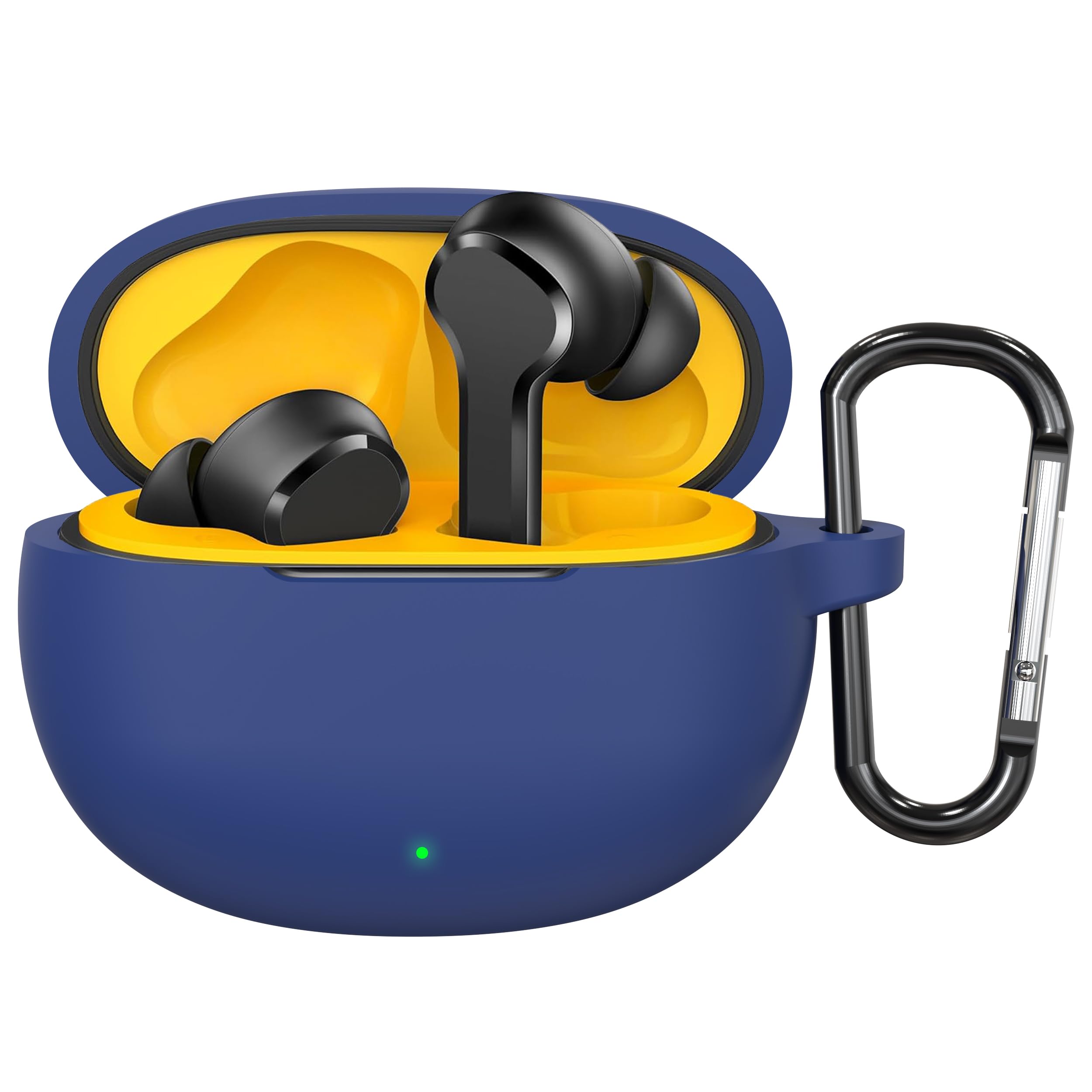 Sounce Portable Silicone Case Cover for Realme TechLife Buds T110 with Carabiner Clip & Keychain, Full Protection Shockproof Case Cover, Scratch-Resistant, Non-Slip Grip, Anti Fall Anti Dust (Blue)-image-22