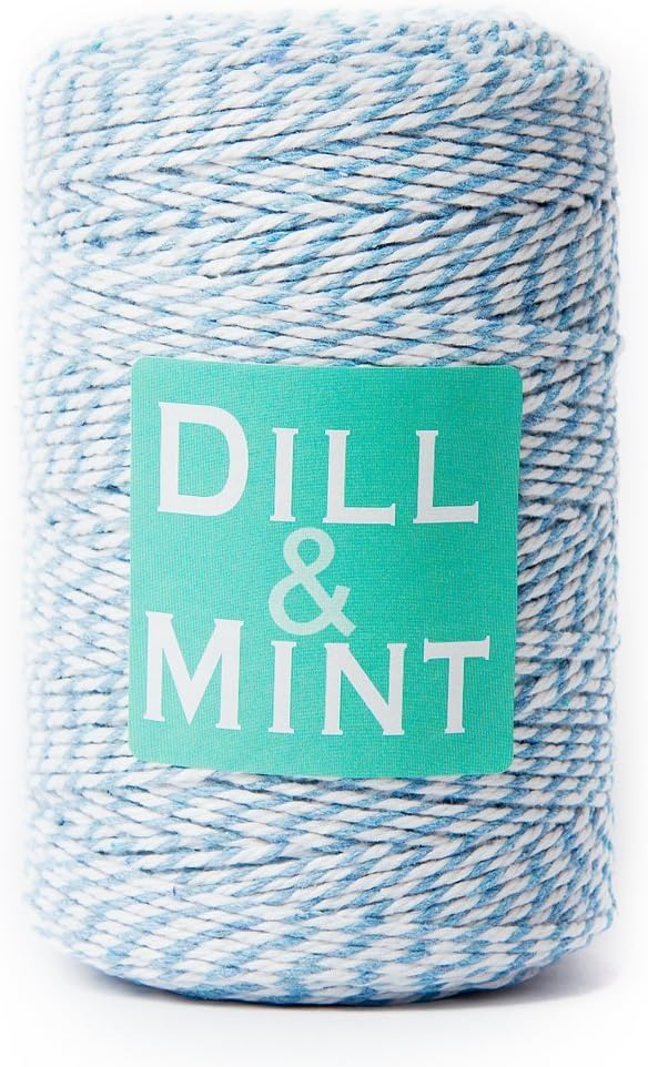 Dill & Mint Twine (200m, Light Blue and white striped)