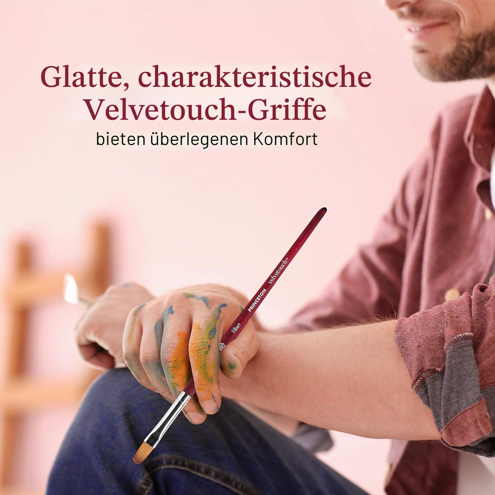 Princeton Velvetouch, Serie 3950, Pinsel für Acryl, Öl und Aquarell, 5 Stück, Spotter 5/0, Winkelschattierer, 1/4 Zoll, rund 8, Filbert 8, rund 2