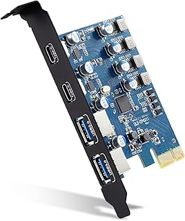 Sinefine 4 Ports PCI-E to USB 3.0 Expansion Card (2 USB Type-A and 2 USB Type-C Ports), Internal Converter PCI Express Expansion Card for Desktop PC Card, Support WindowsXP/7/8/10 and MAC OS (Blue)