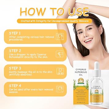 Cyperus Rotundus Oil,Natural Ingredients Cyperus Oil,Cyprus Rotundus Oil,Multi-purpose Body Hair Reduction Oil Gentle & Effective Moisturizing & Soothing for All Skin Types(30ml)