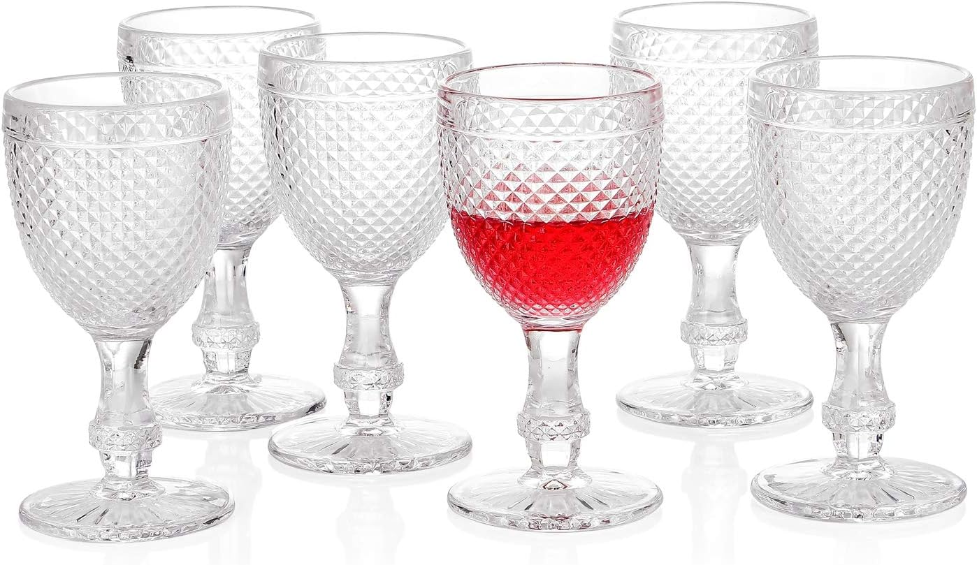 G Chroma Collection Wine Glasses set of 6, 10.6 oz Clear Stem-ware Premiun Goblet for Refreshments Soda Juice, Perfect for Dinner Parties Bars Restaurants