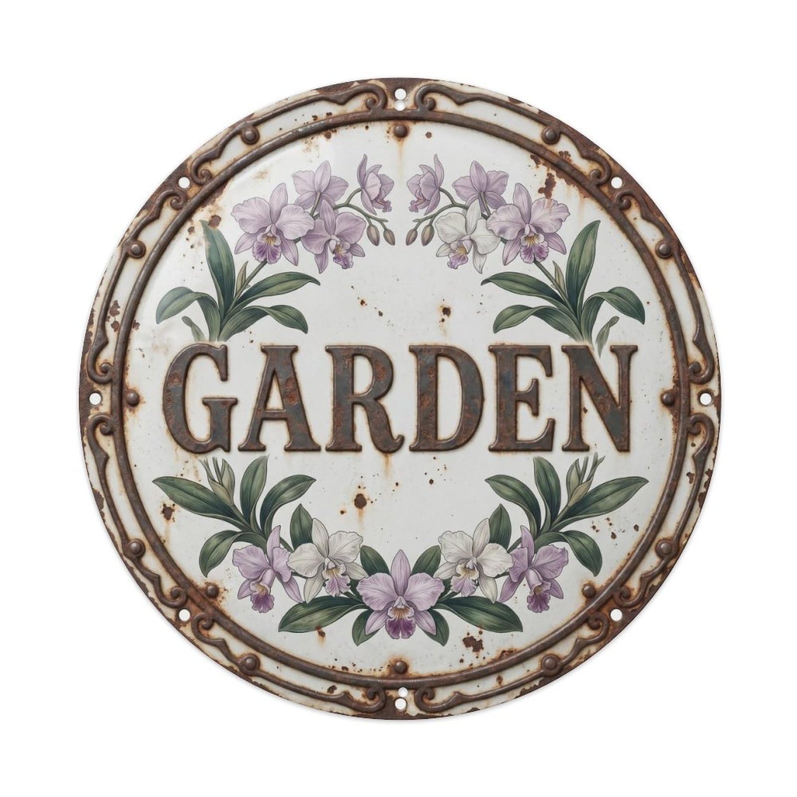 Garden Botanical Floral Outdoor Label Orchid Metal Tin Sign