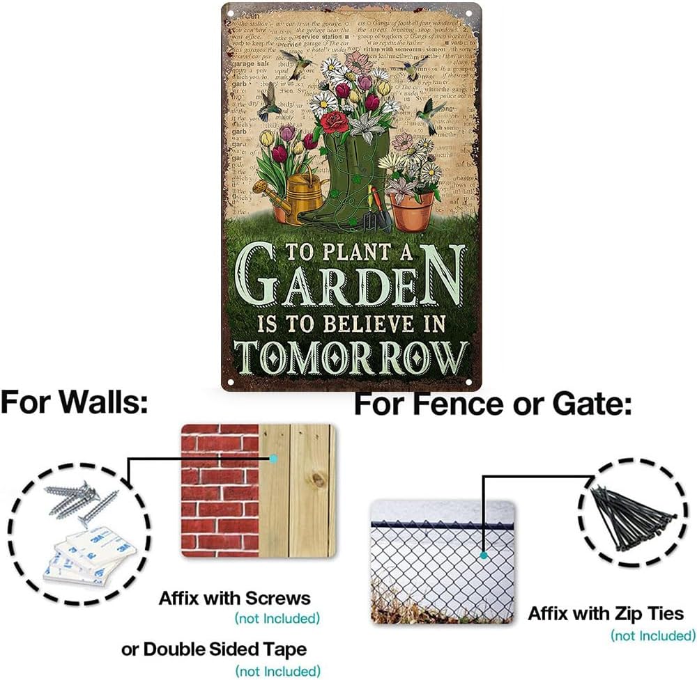 Vintage Tin Sign To Plant a Garden is To Believe in Tomorrow- Retro Metal Sign for Garden Outdoor Indoor Wall Decorative 8x12 Inch - Image 7