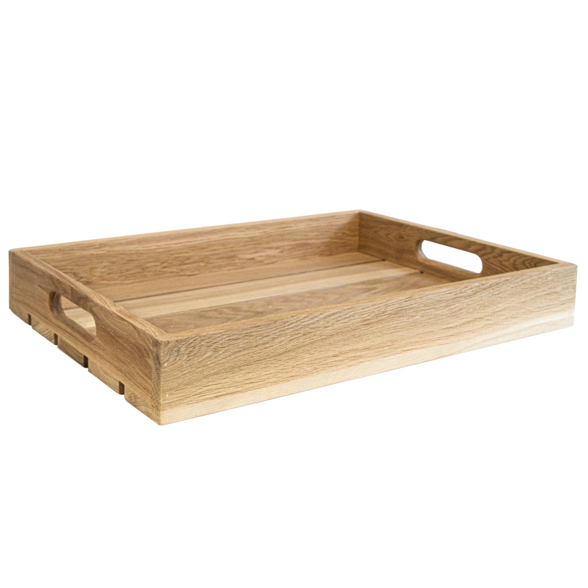 Eichentablett aus Massivholz – Serviertablett aus Eiche mit hohem Rand – Wahlweise 55 x 40 x 8 cm oder 50 x 35 x 8 cm – Holztablett für Frühstück, Küche und Dekoration (55x40x8cm)