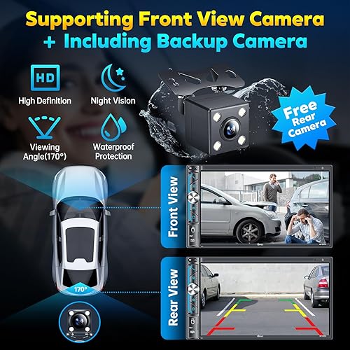 Miniatura 5 de PLZ Radio estéreo inalámbrica de doble DIN para automóvil Apple, Bluetooth 5.3, receptores de audio, pantalla táctil automática Carplay Android de 7