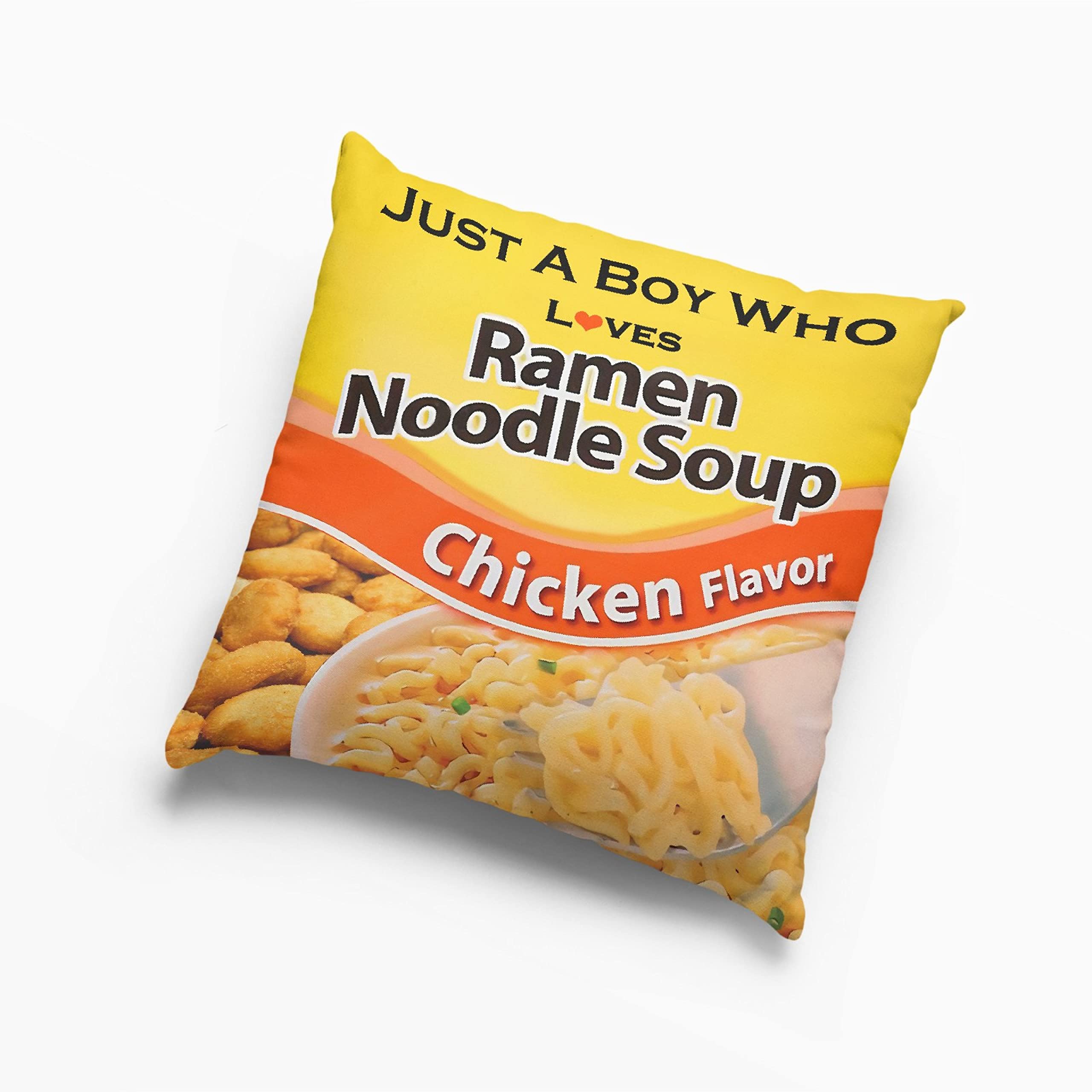 Todeyya Just A Boy Who Loves Ramen Pillow Covers 18x18in Square Decorative Sofa Car Pillow Cover Gifts for Home Decor