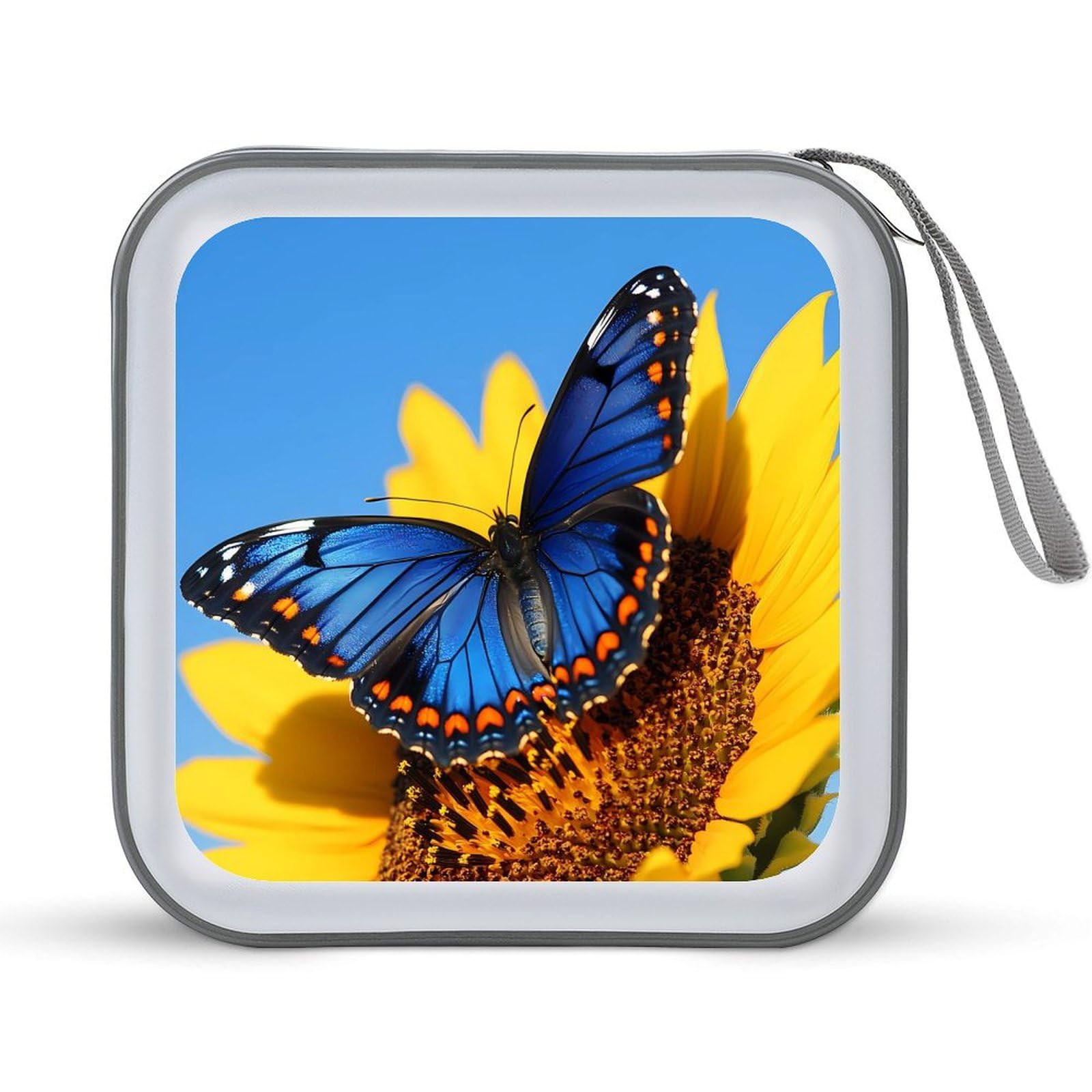 Sunflower Butterfly Flowers CD Case Portable DVD Holder Storage Organizer for Home Travel