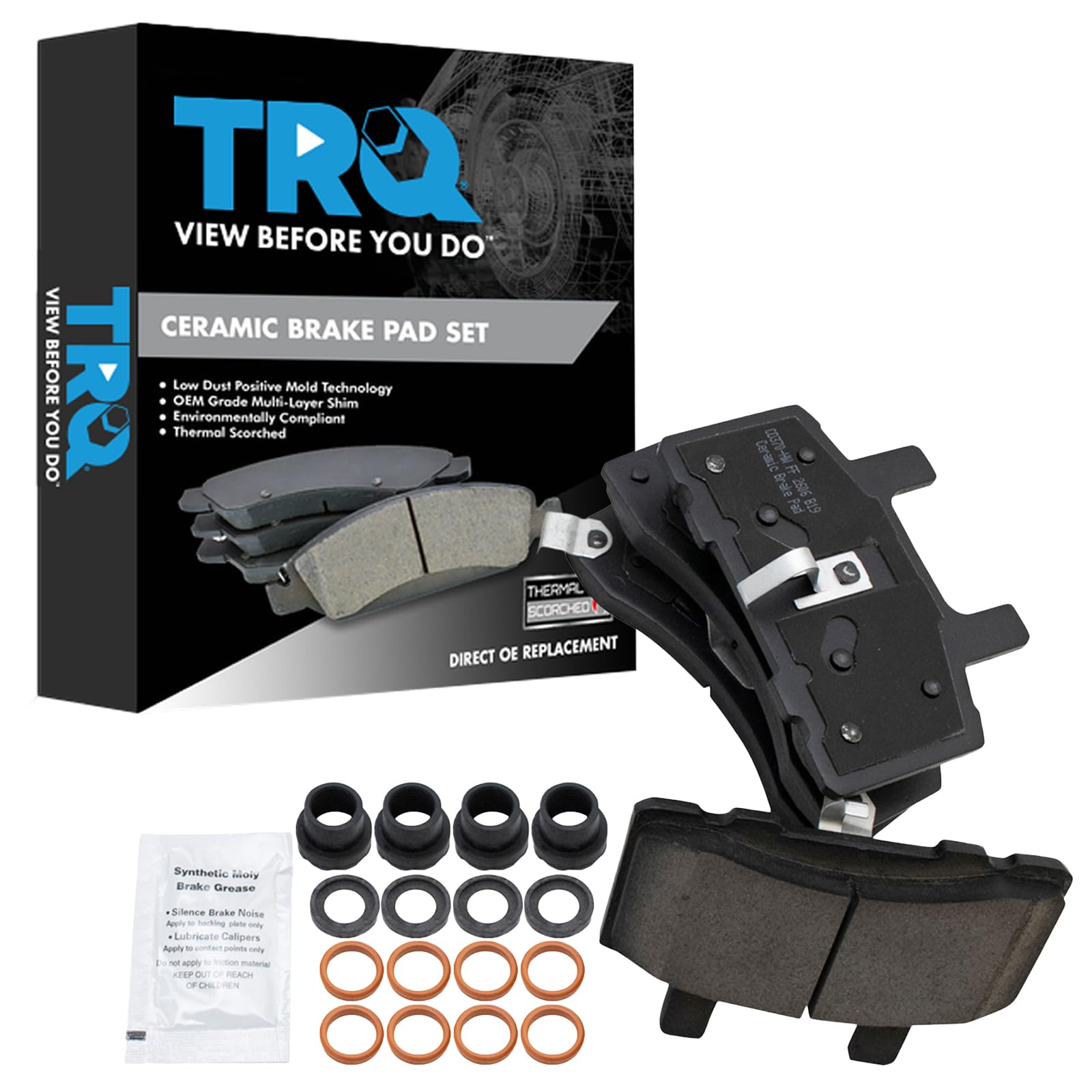 TRQ Front Ceramic Brake Pad Kit for Chevy Dodge GMC 2500 3500 Pickup Truck