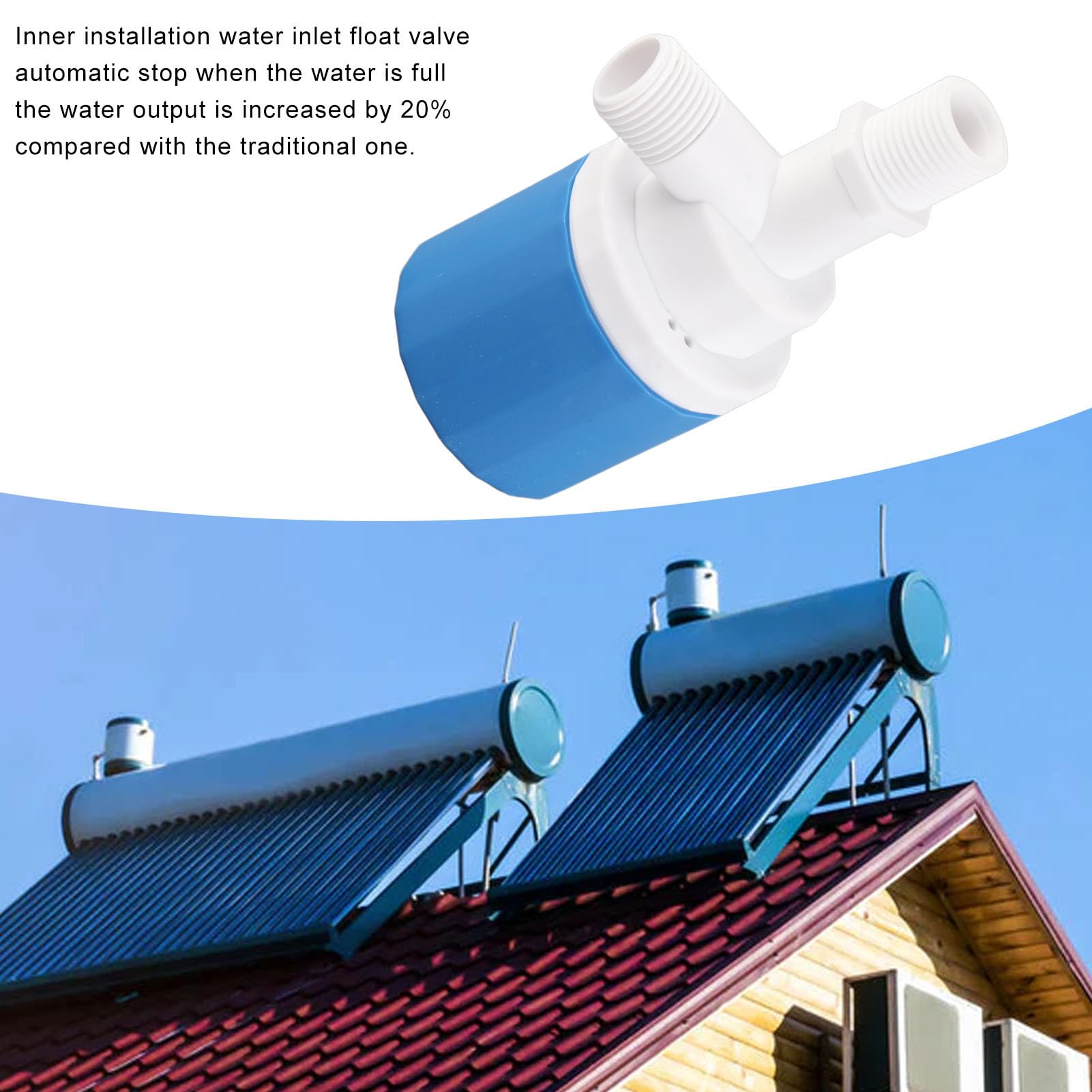 Water Valve, Water Level Control Water Traditional Valve, Automatic Valve Inside Type Water Level Control Valve for Solar Water Heaters(1/2in)